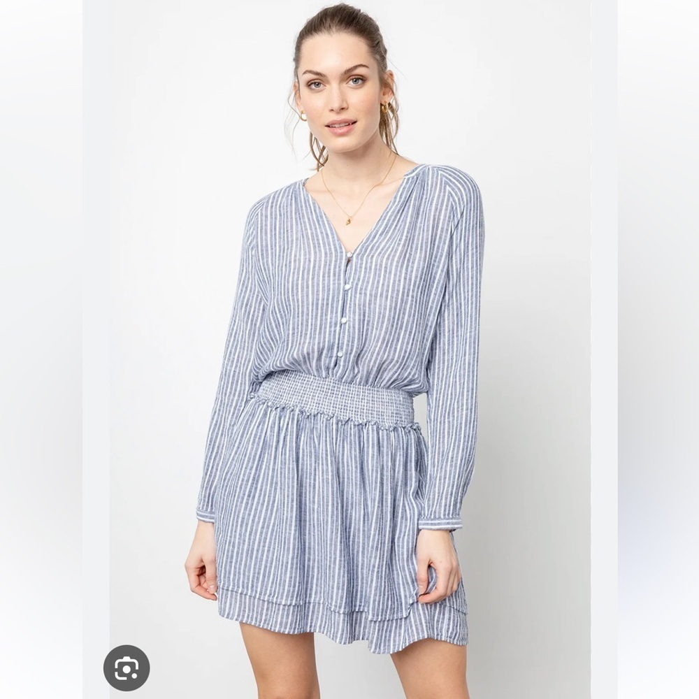 Rails Jasmine Tibet stripe Blue and White Long Sleeve Dress. Size S